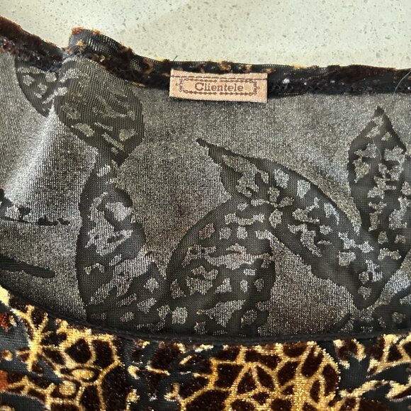 Vintage Velvet Burnout Top Fairy Handkerchief Sleeves Clientele Sz M Witchy Fall - Picture 4 of 8